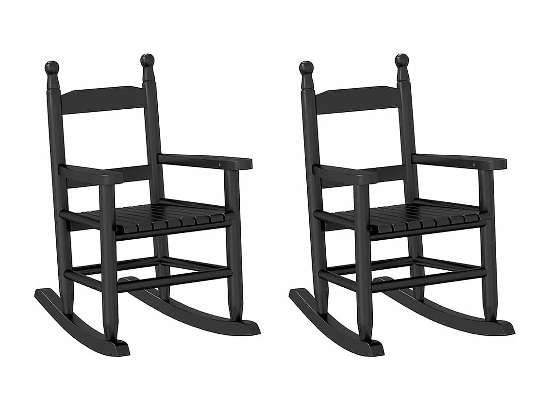 Chaises à bascule enfants lot de 2 noir bois de peuplier massif