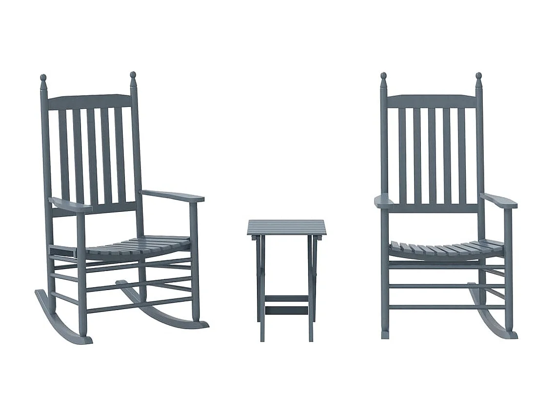 Chaises à bascule lot de 2 table pliable gris massif peuplier