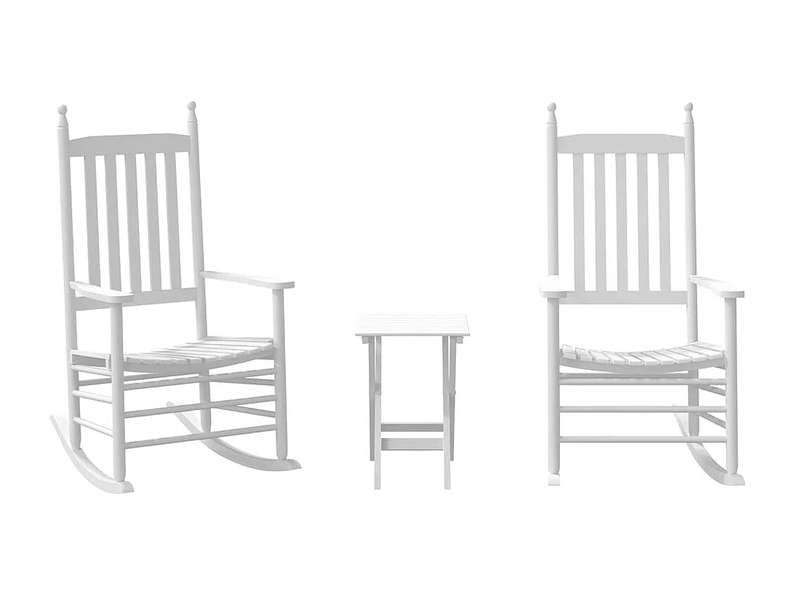 Chaises à bascule lot de 2 table pliable blanc massif peuplier