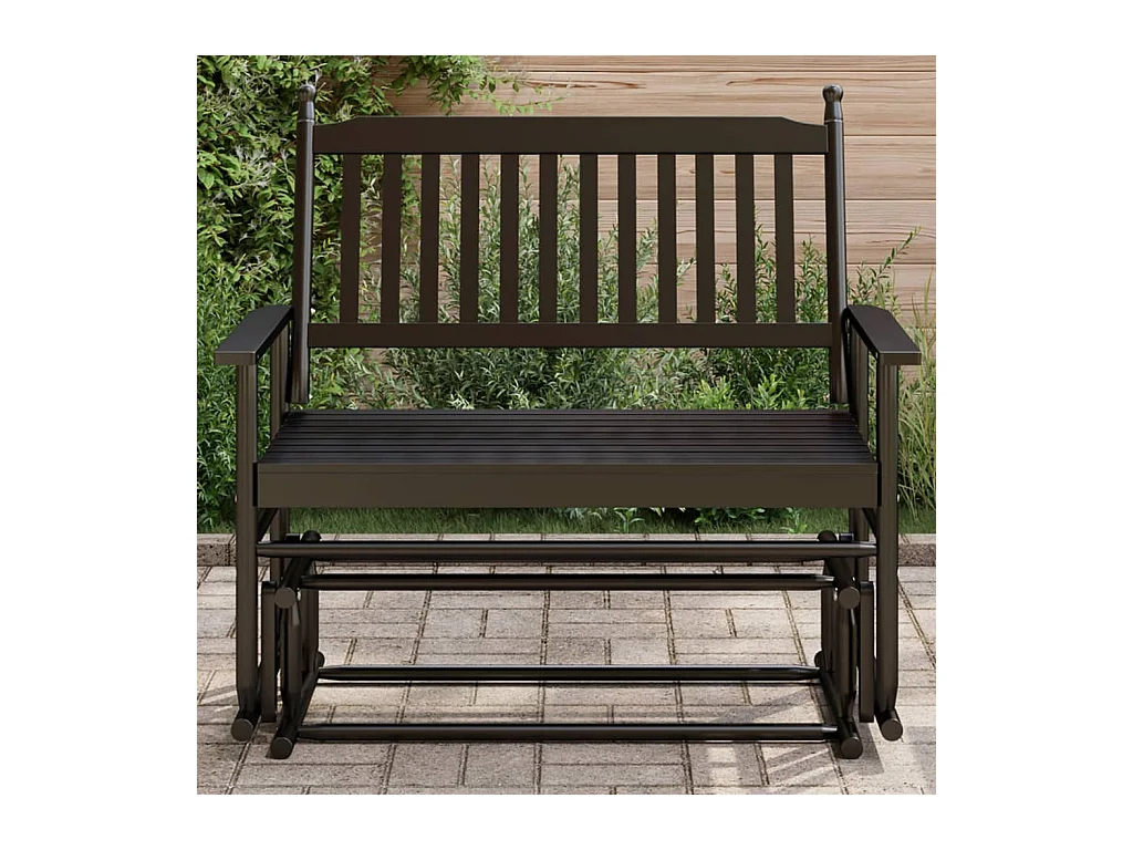 Banc balancelle noir 118x70x104,5 cm bois massif de peuplier