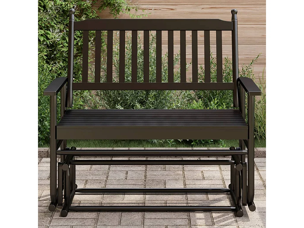 Schaukelbank Schwarz 118x70x104,5 cm Massivholz Pappel