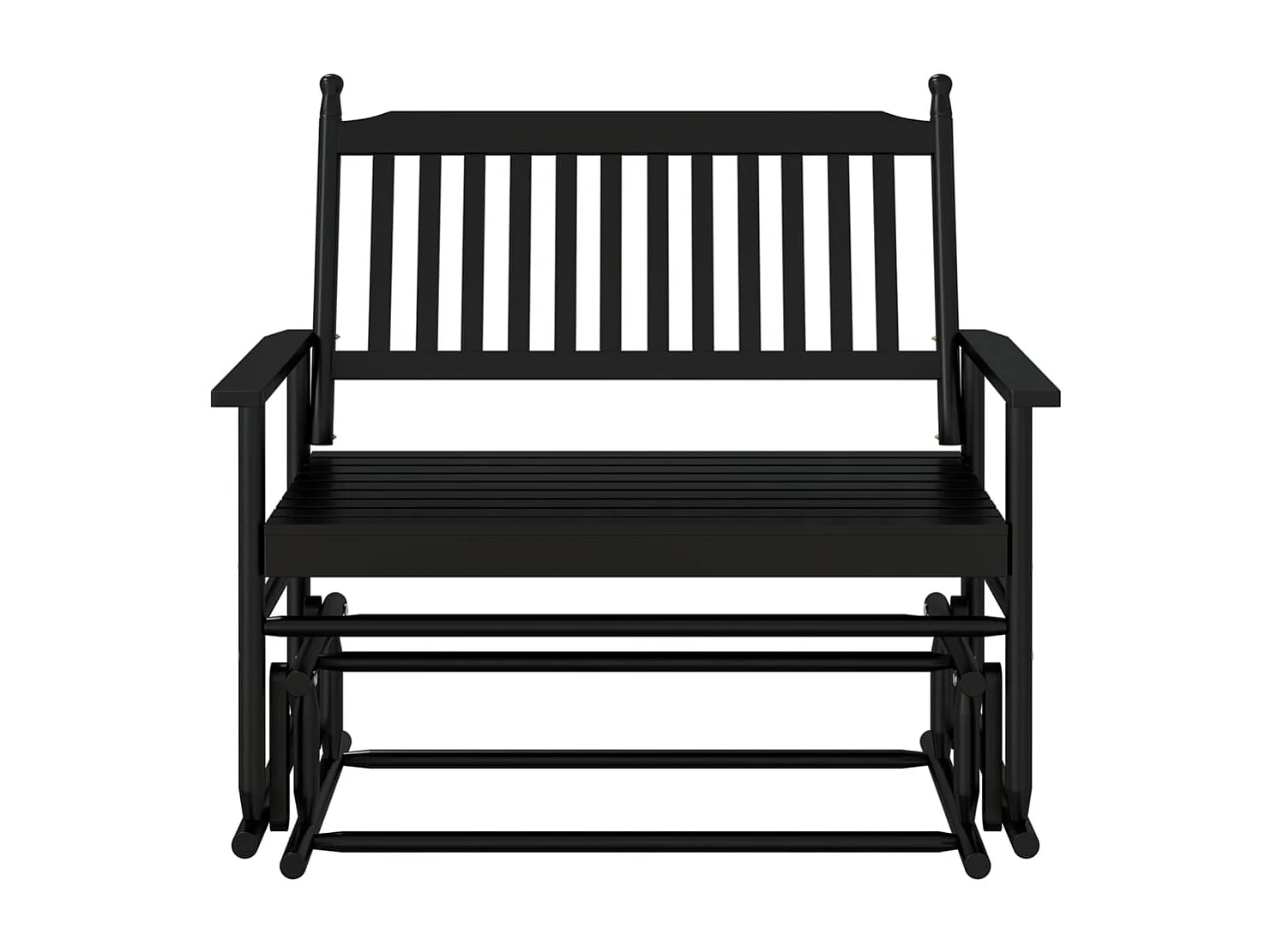 Schaukelbank Schwarz 118x70x104,5 cm Massivholz Pappel