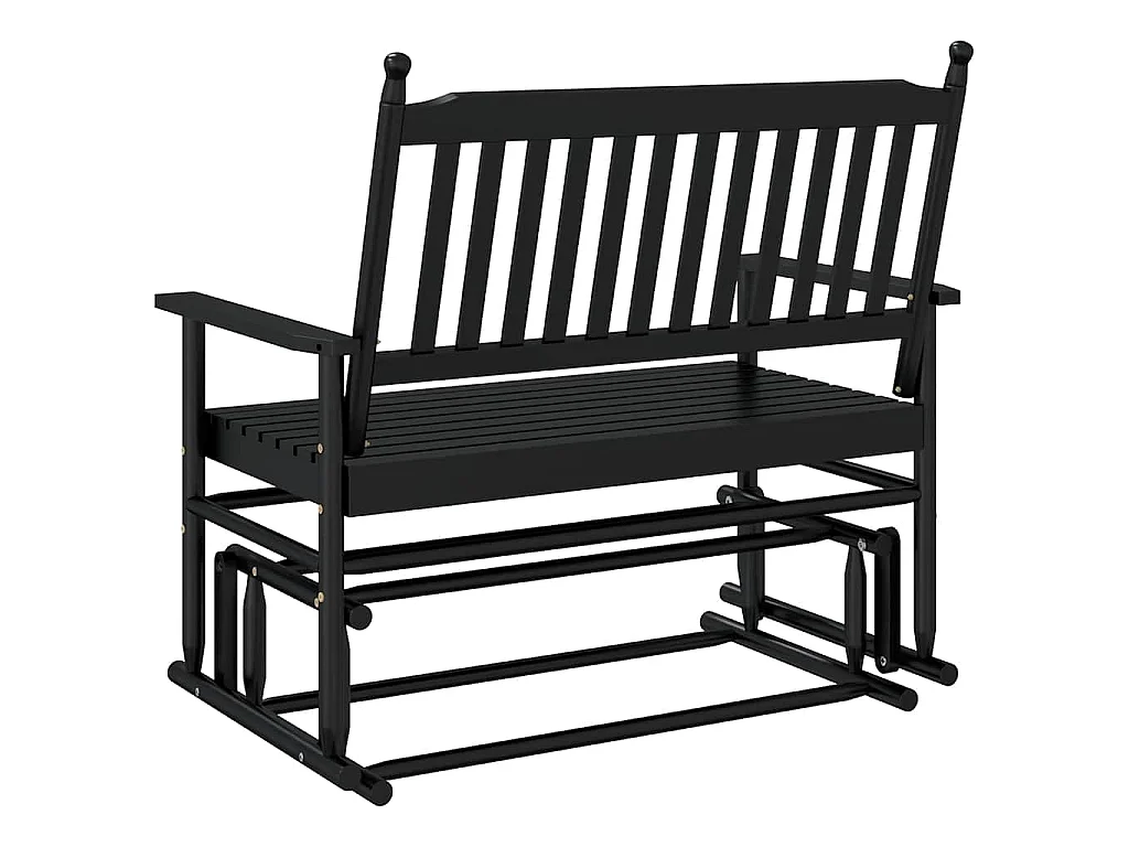 Schaukelbank Schwarz 118x70x104,5 cm Massivholz Pappel