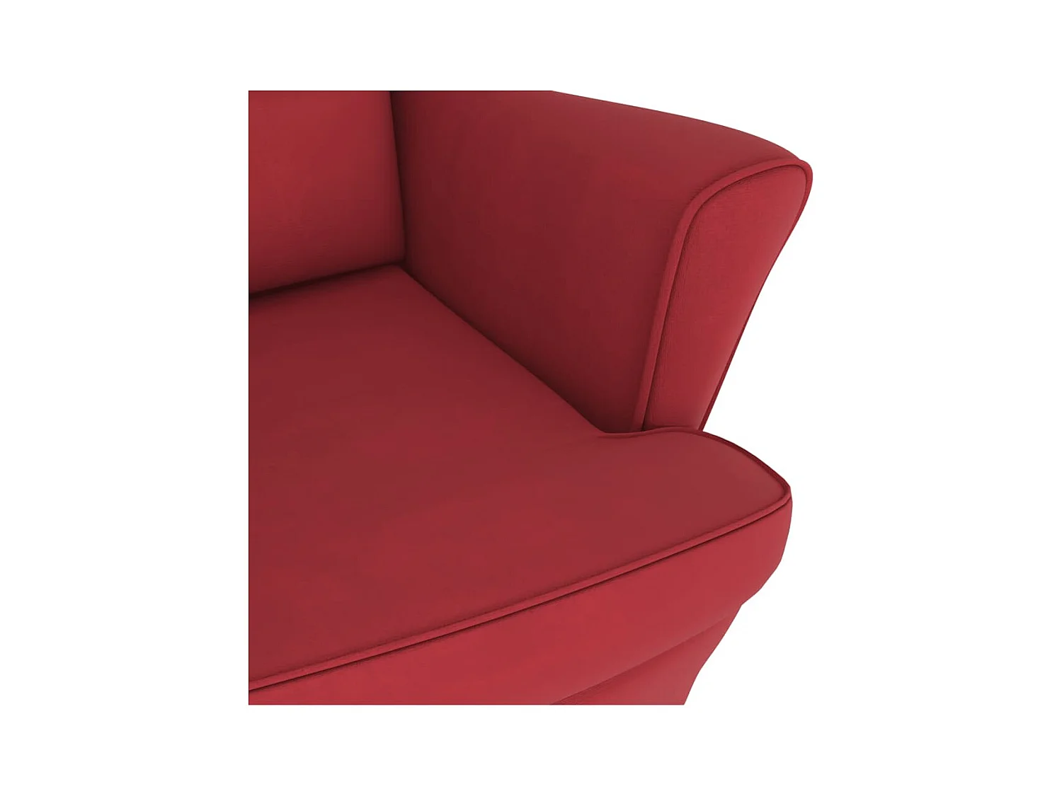 Schommelstoel met houten poten en voetenbank fluweel wijnrood