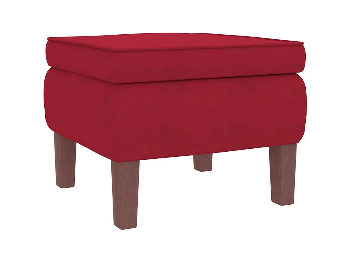 Schommelstoel met houten poten en voetenbank fluweel wijnrood