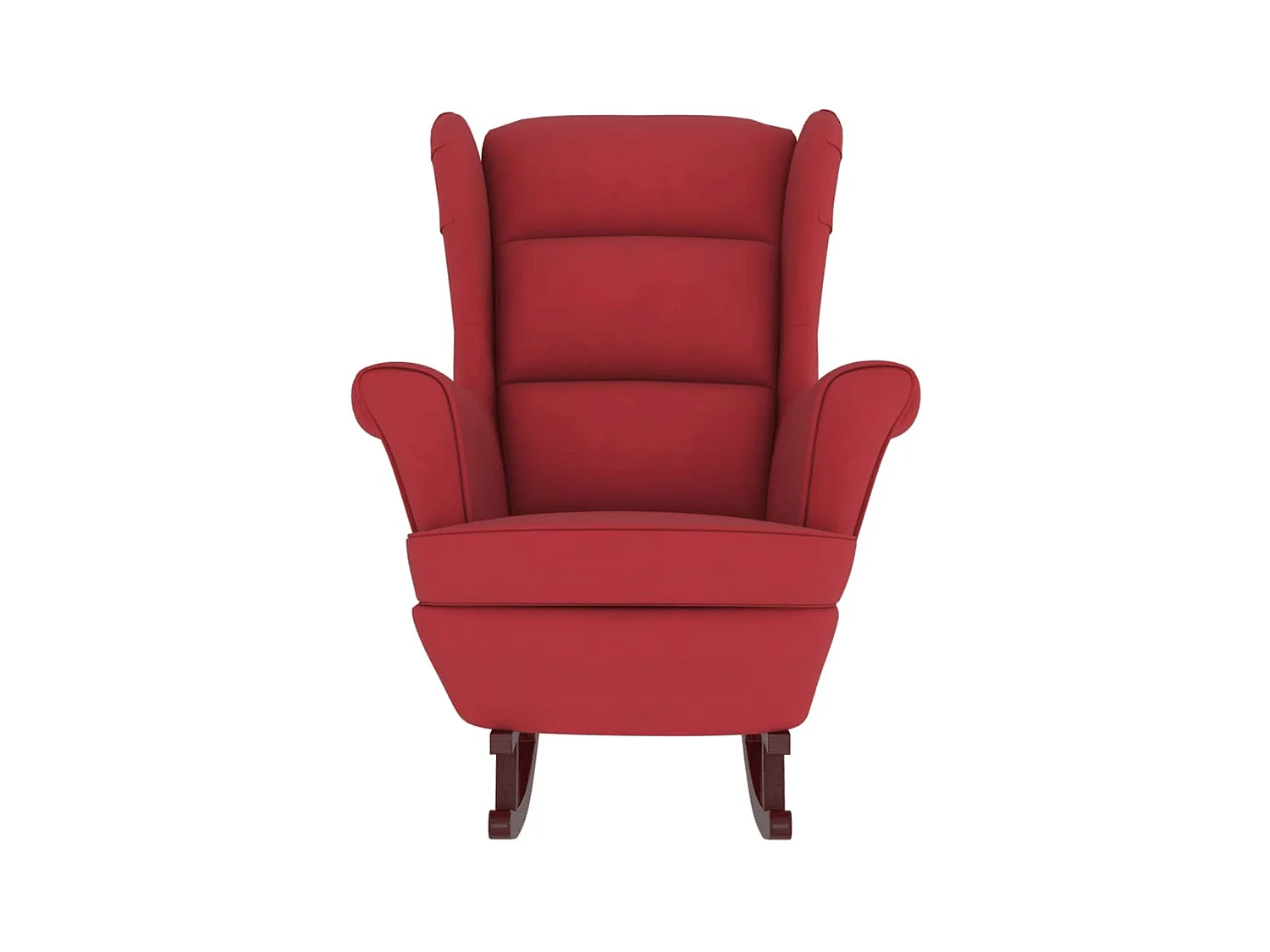 Fauteuil à bascule à oreilles en velours rouge vin bois massif