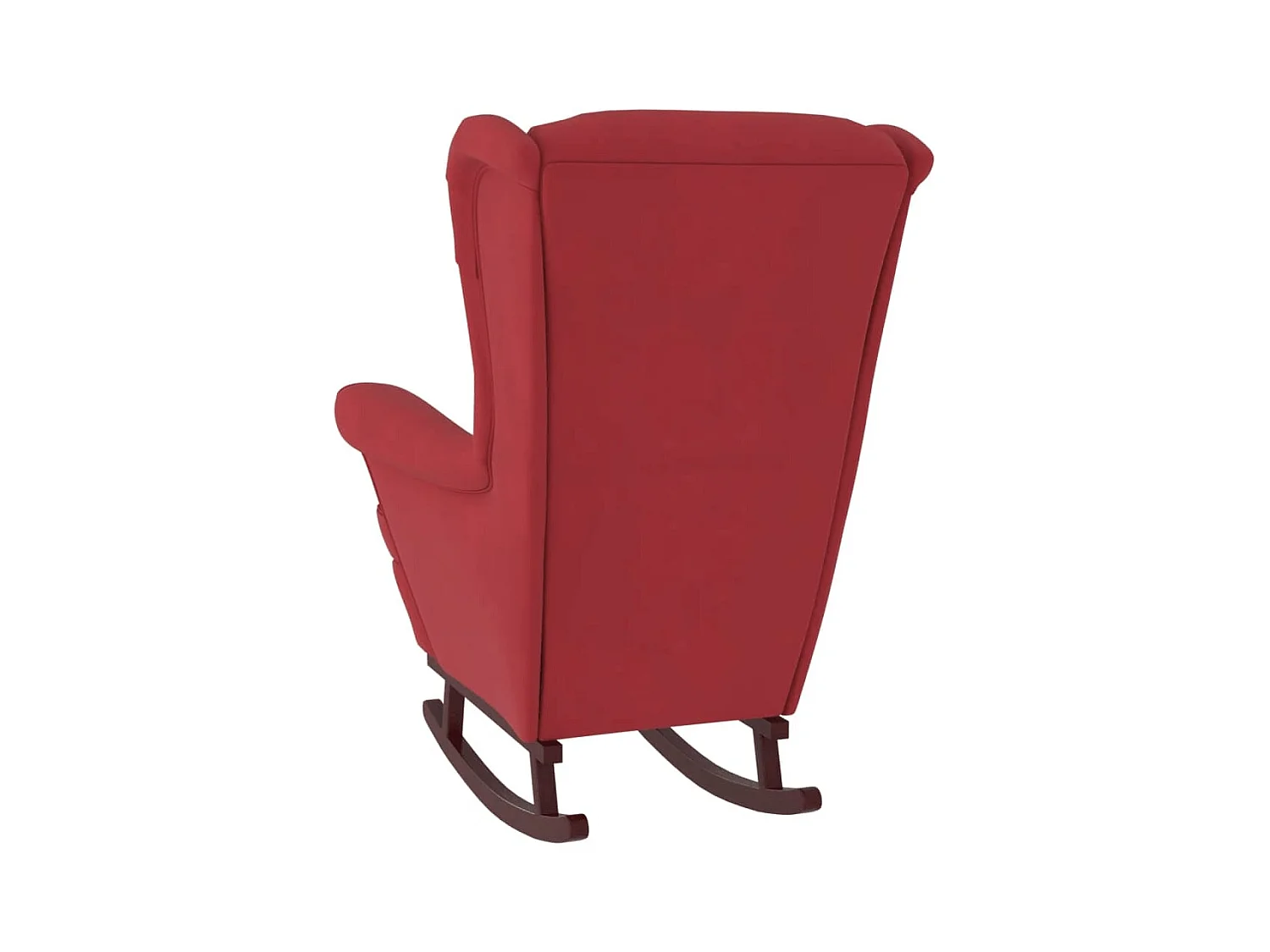 Fauteuil à bascule à oreilles en velours rouge vin bois massif