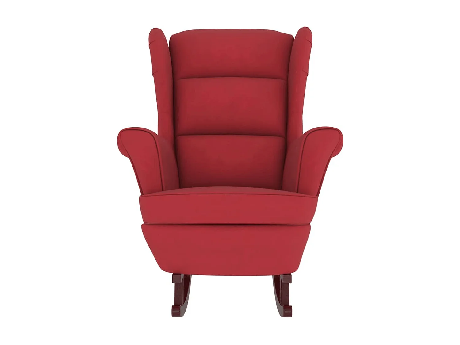 Fauteuil à bascule à oreilles en velours rouge vin bois massif