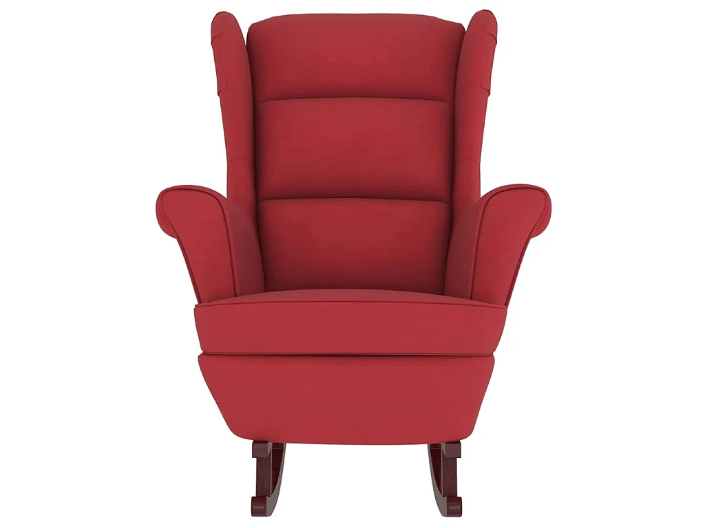 Sedia a dondolo con schienale alto in velluto rosso vino Legno