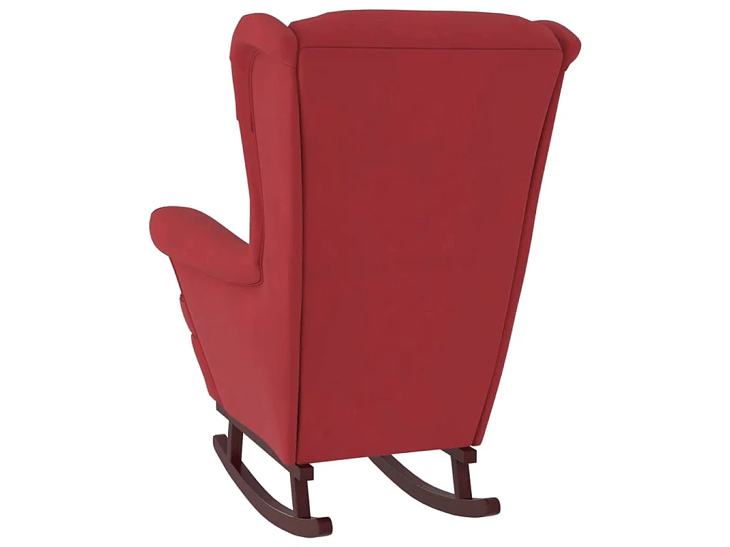 Sedia a dondolo con schienale alto in velluto rosso vino Legno