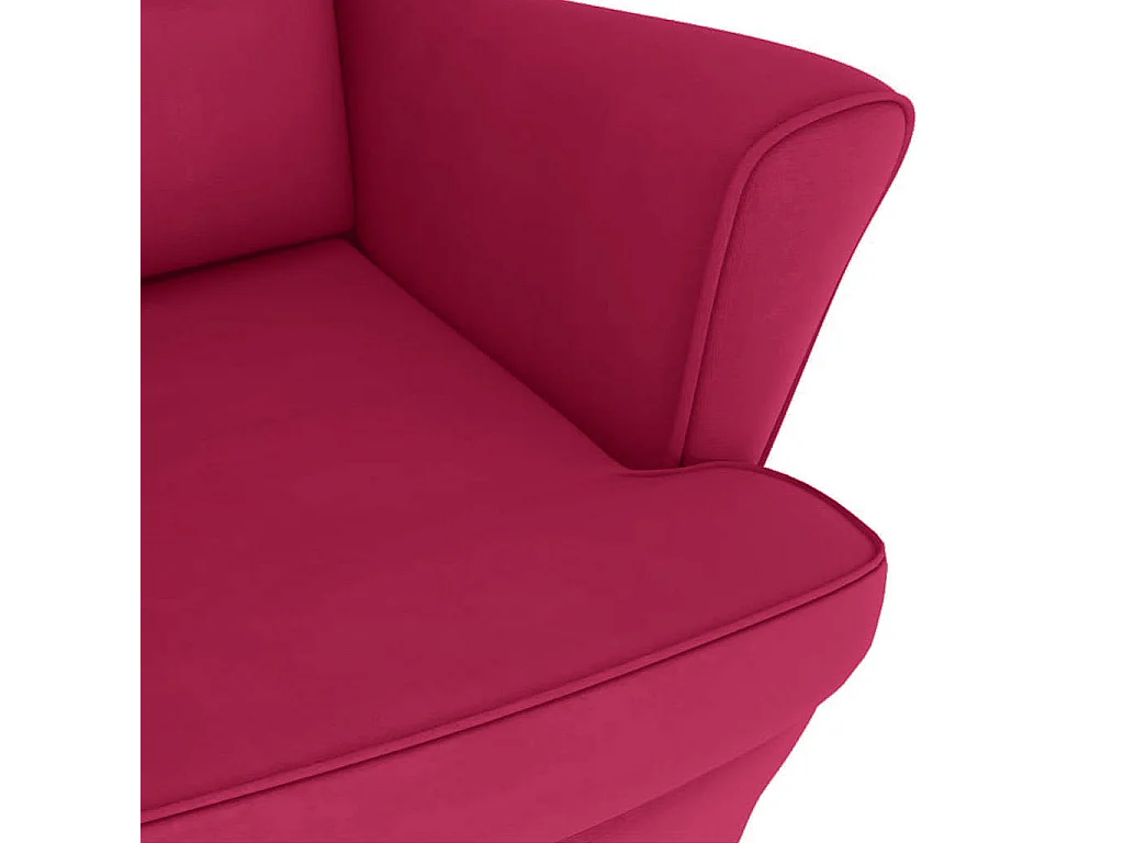 Fauteuil à bascule à oreilles en velours rouge vin bois massif