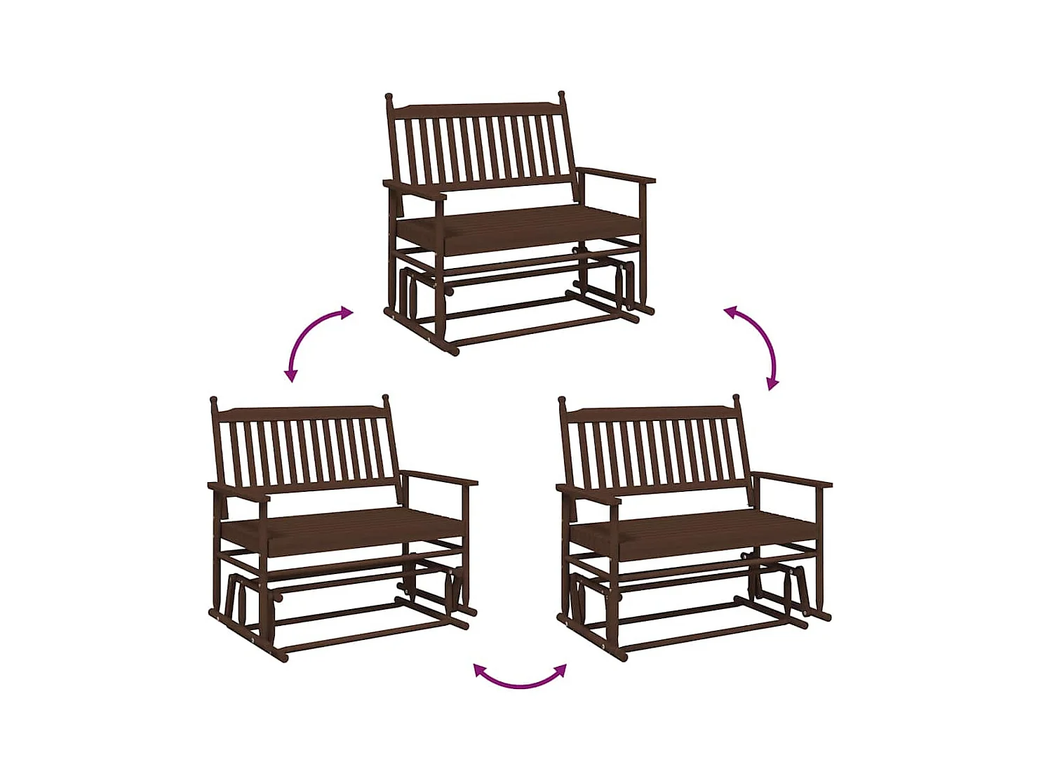 Banc balancelle marron 118x70x104,5 cm bois massif de peuplier