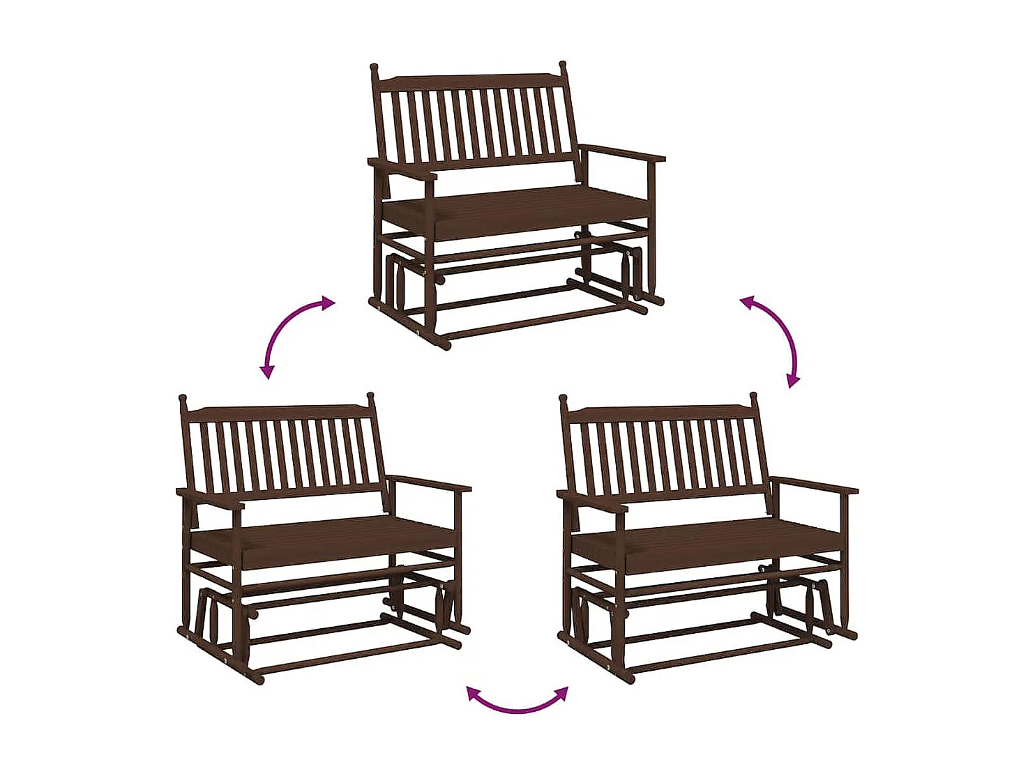 Schaukelbank Braun 118x70x104,5 cm Massivholz Pappel