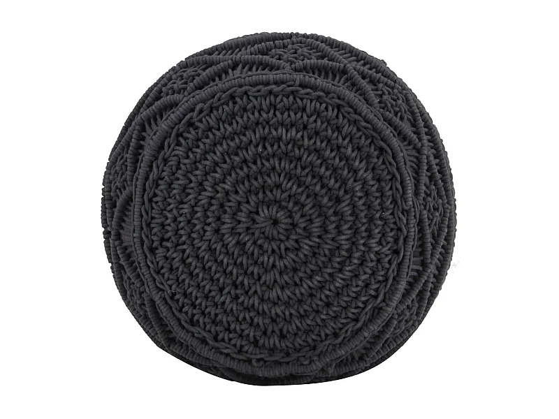 Pouf fait à la main en macramé Anthracite 45x30 cm Coton