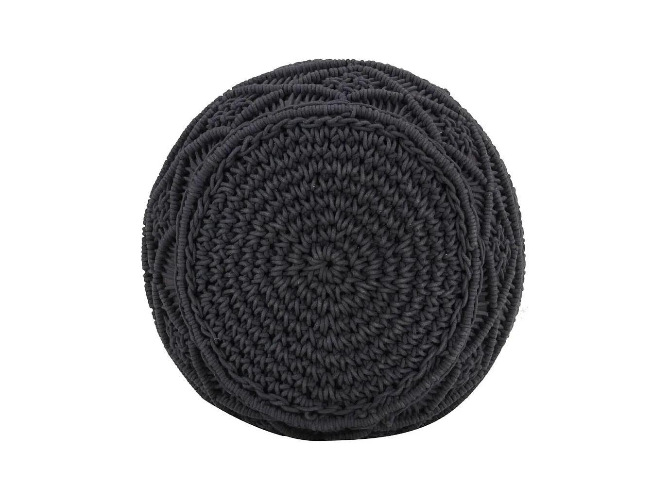 Pouf Lavorato a Mano Macramé Antracite 45x30 cm in Cotone