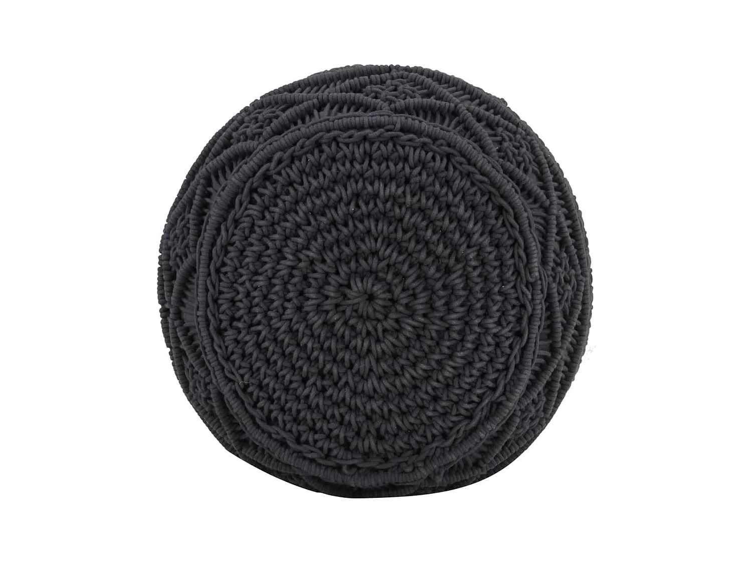 Pouf Lavorato a Mano Macramé Antracite 45x30 cm in Cotone