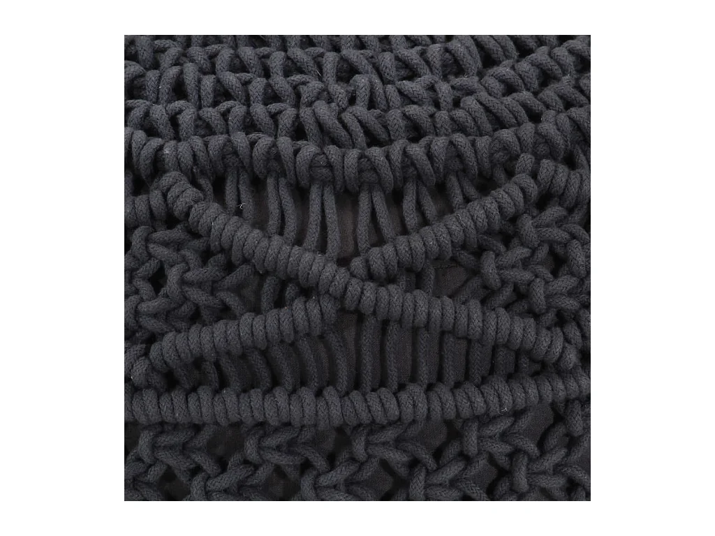 Puf de macramé hecho a mano algodón gris antracita 45x30 cm