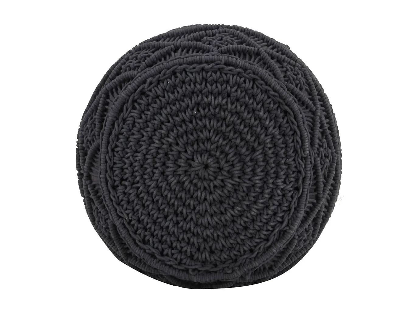 Pouf fait à la main en macramé Anthracite 45x30 cm Coton