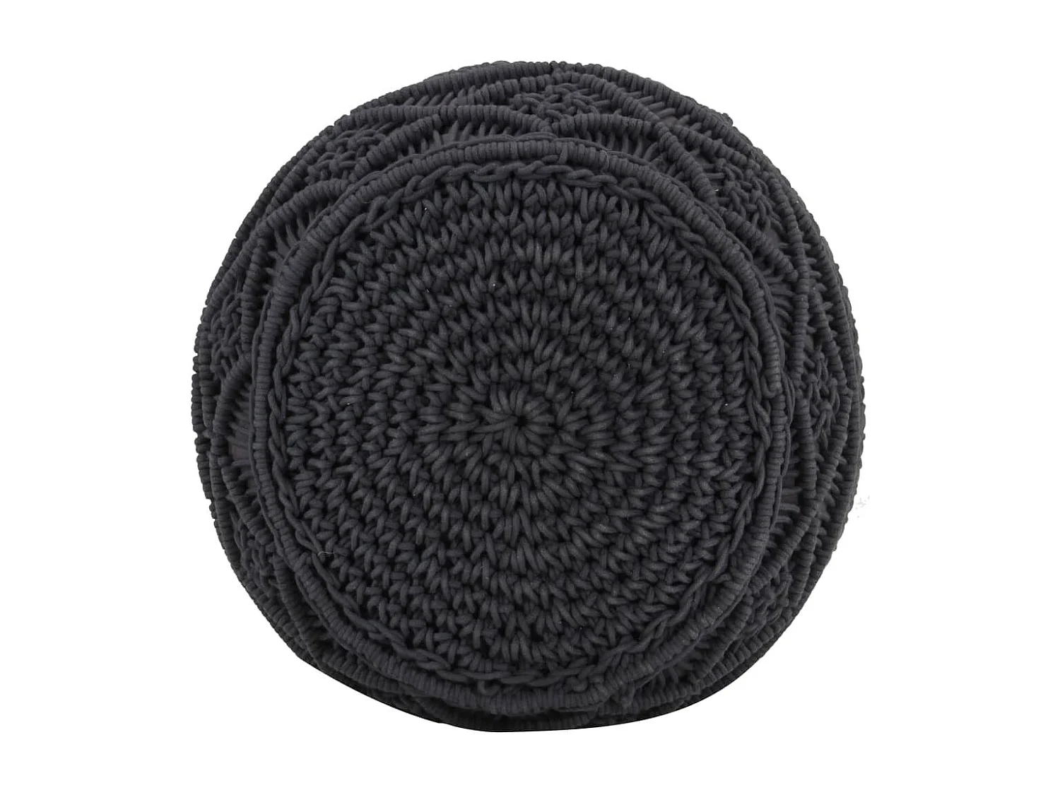Pouf fait à la main en macramé Anthracite 45x30 cm Coton