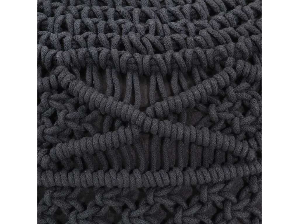 Pouf fait à la main en macramé Anthracite 45x30 cm Coton