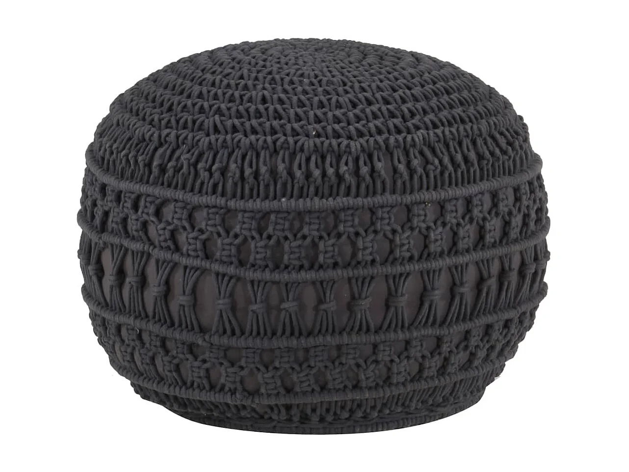 Pouf fait à la main en macramé Anthracite 45x30 cm Coton