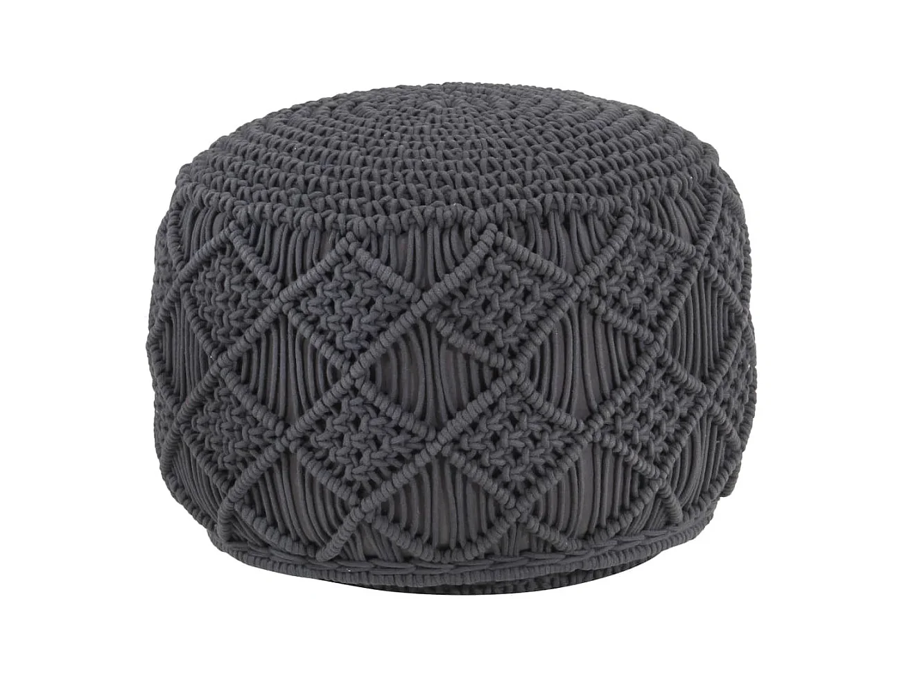 Pouf fait à la main en macramé Anthracite 45x30 cm Coton