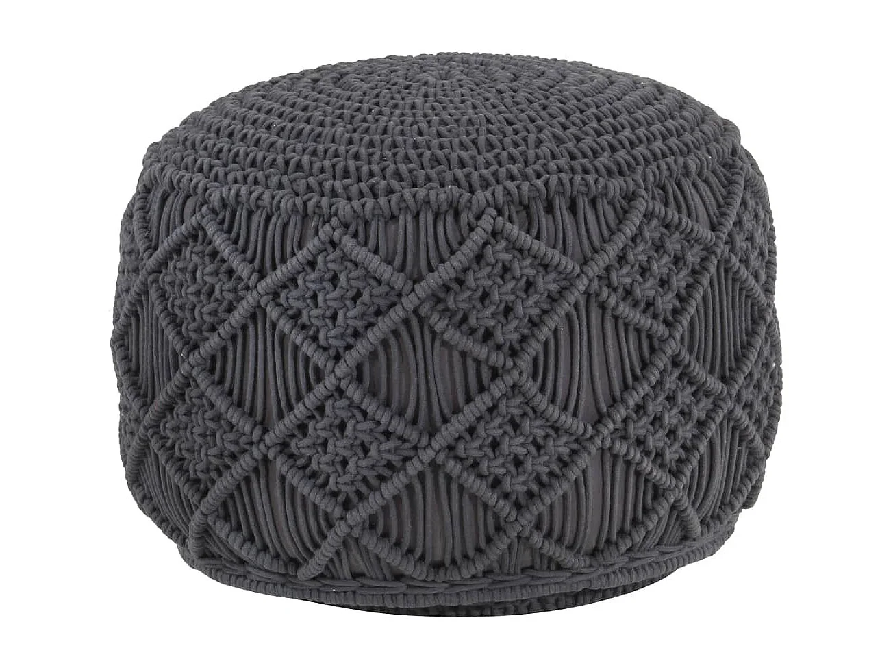 Pouf fait à la main en macramé Anthracite 45x30 cm Coton