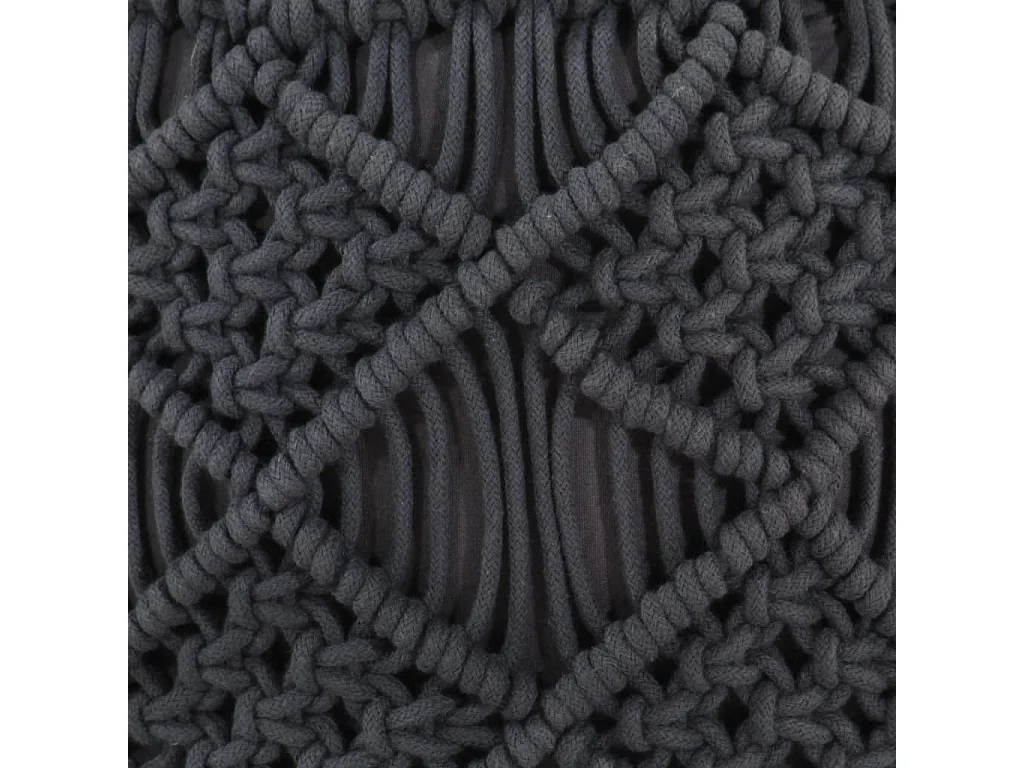 Pouf fait à la main en macramé Anthracite 45x30 cm Coton
