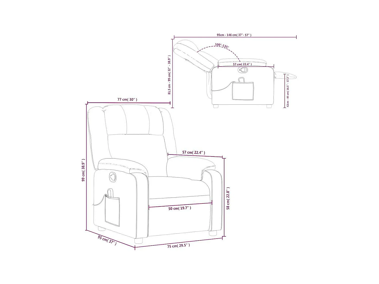 Fauteuil de massage inclinable Taupe Tissu