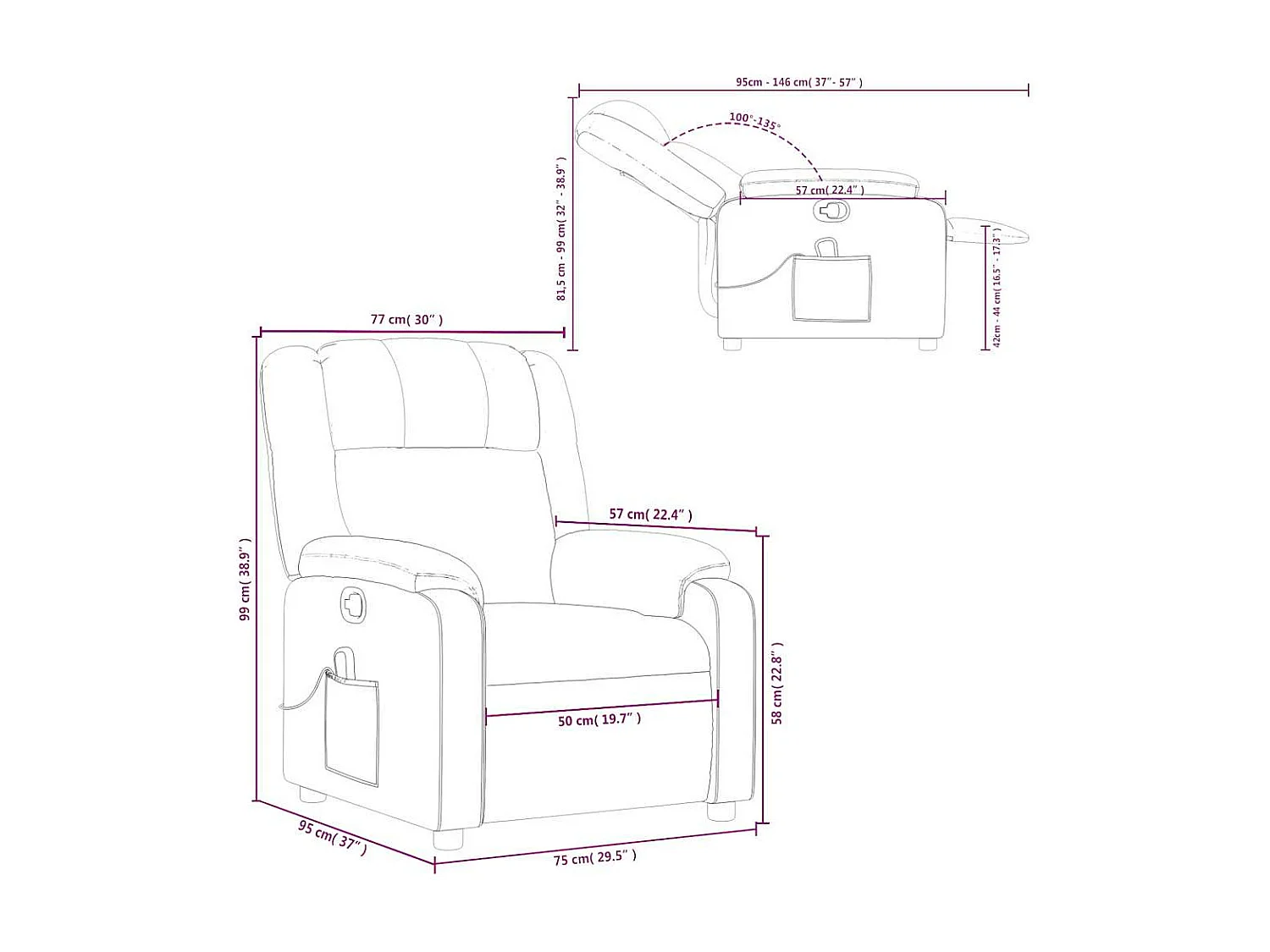 Fauteuil de massage inclinable Taupe Tissu