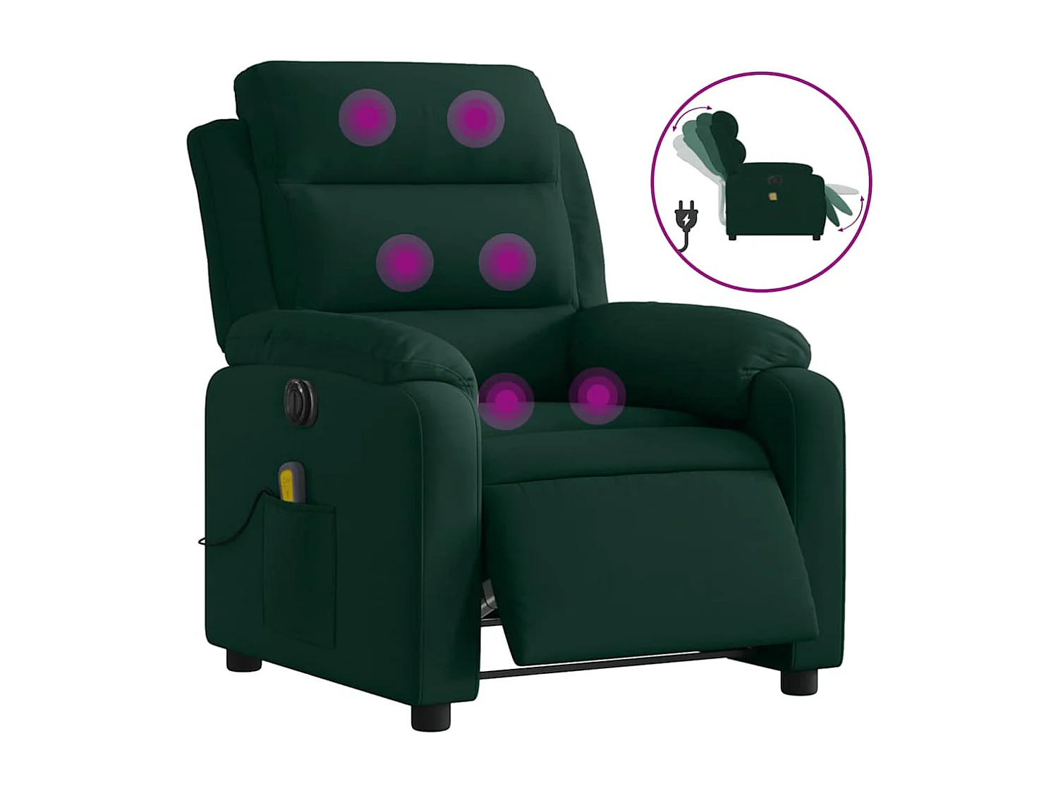 Fauteuil inclinable de massage électrique vert foncé velours
