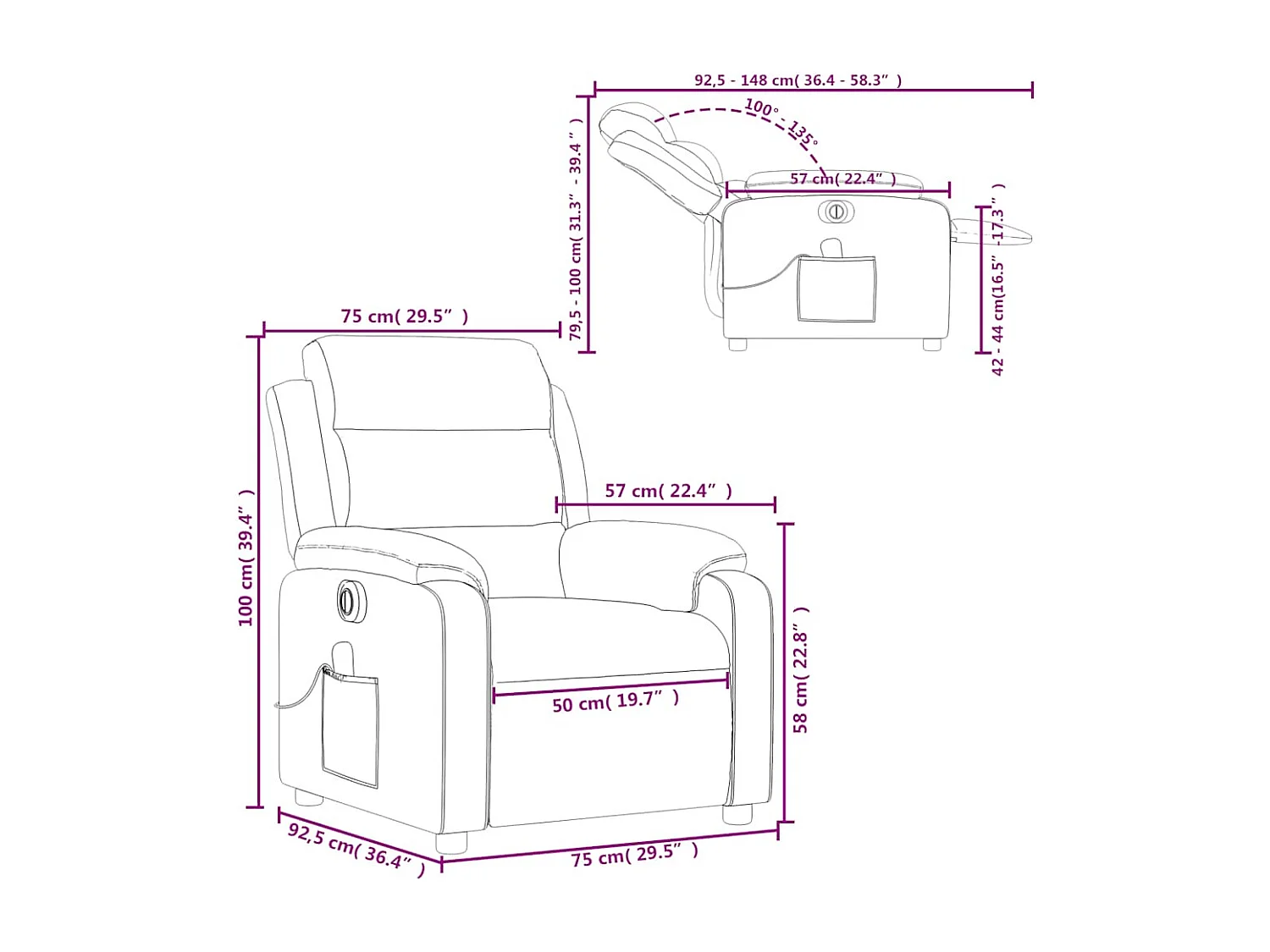 Fauteuil inclinable de massage électrique vert foncé velours