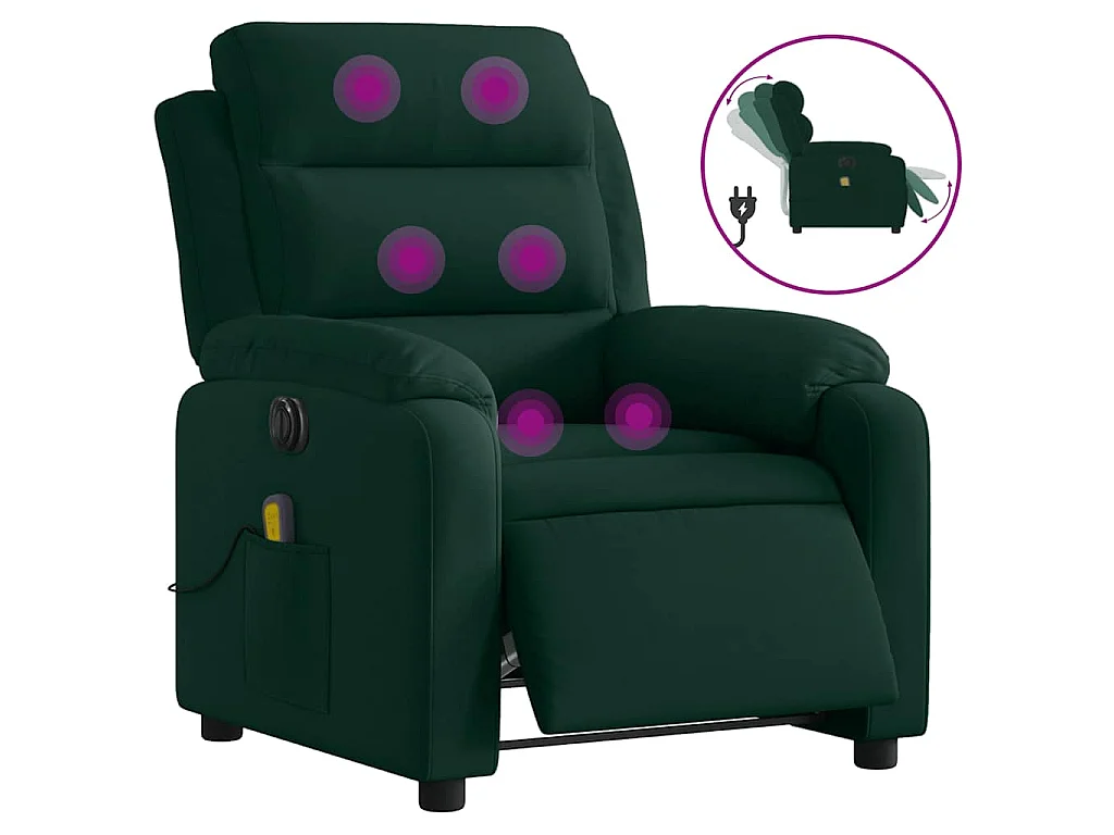 Massagestoel elektrisch verstelbaar fluweel donkergroen