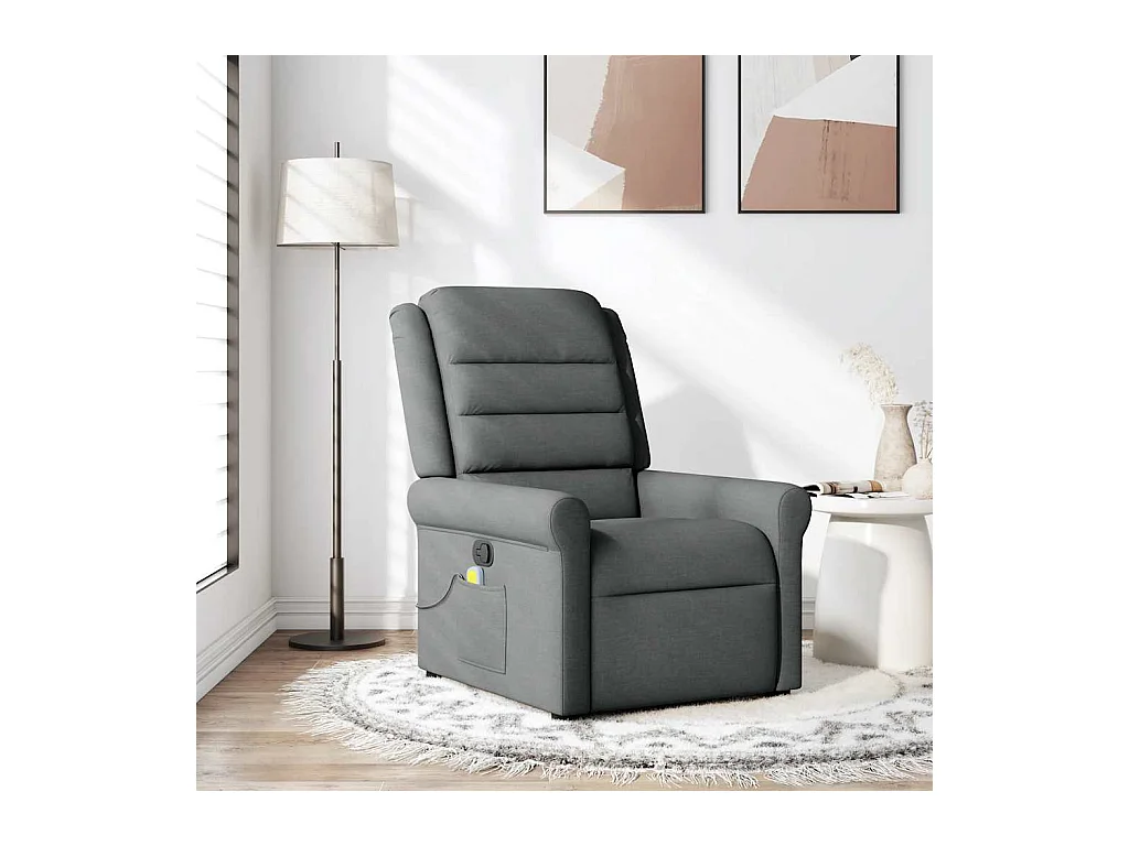 Fauteuil inclinable de massage en tissu gris foncé