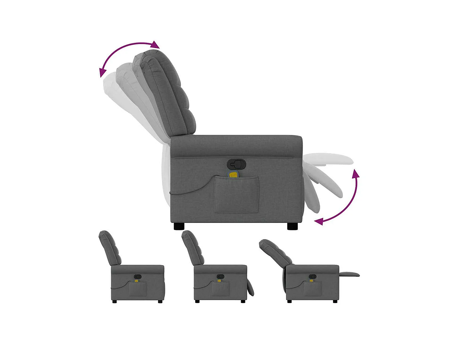 Fauteuil inclinable de massage en tissu gris foncé