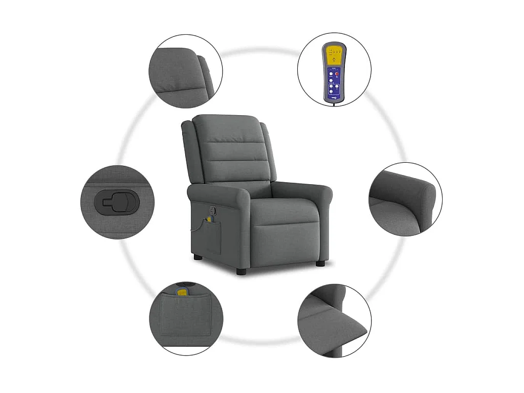 Massage-Relaxsessel, Stoff, Dunkelgrau