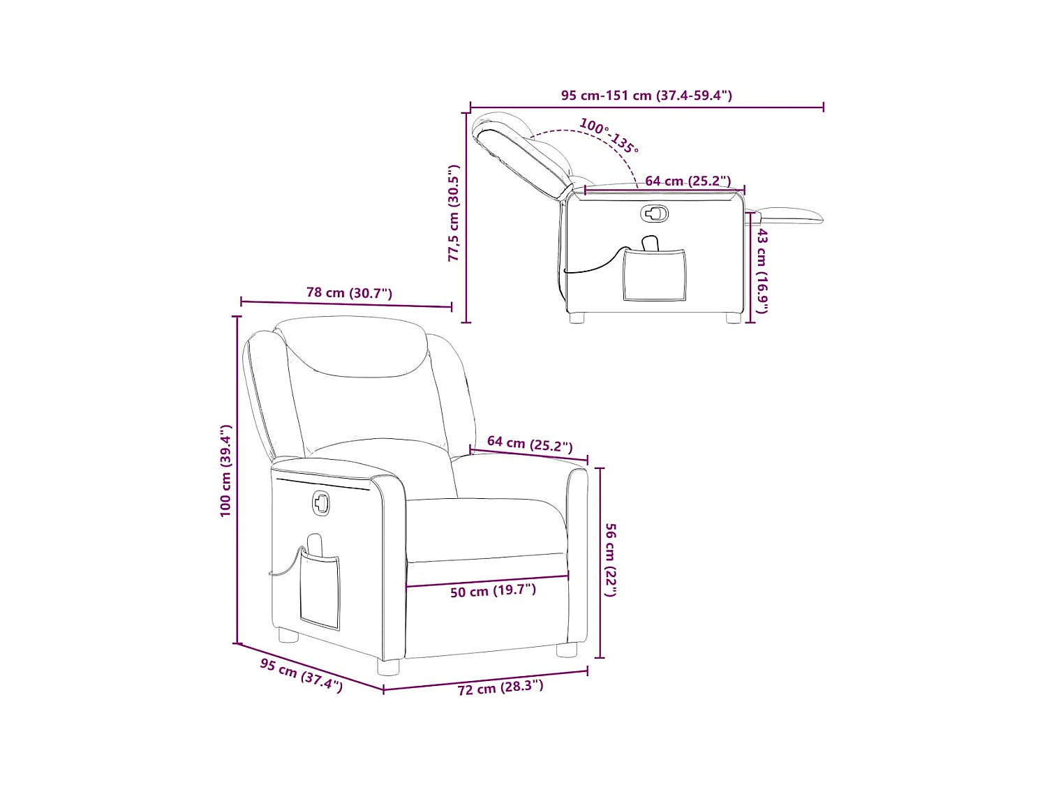 Fauteuil de massage inclinable Taupe Tissu