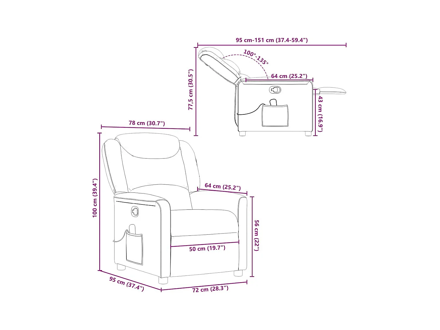 Fauteuil de massage inclinable Crème Tissu