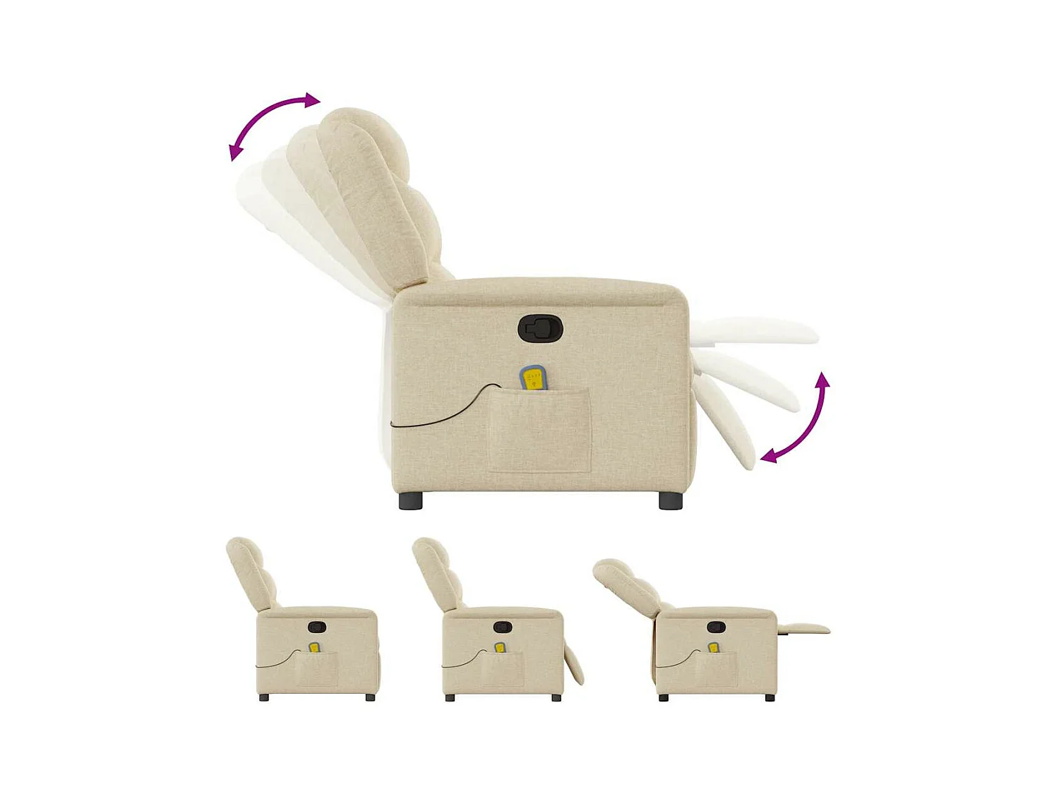 Fauteuil de massage inclinable Crème Tissu