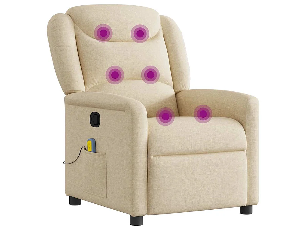 Poltrona de massagens reclinável tecido cor creme