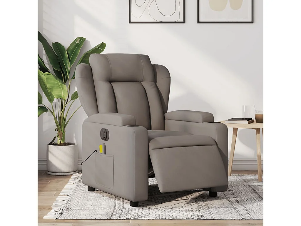 Fauteuil de massage inclinable électrique Taupe Tissu
