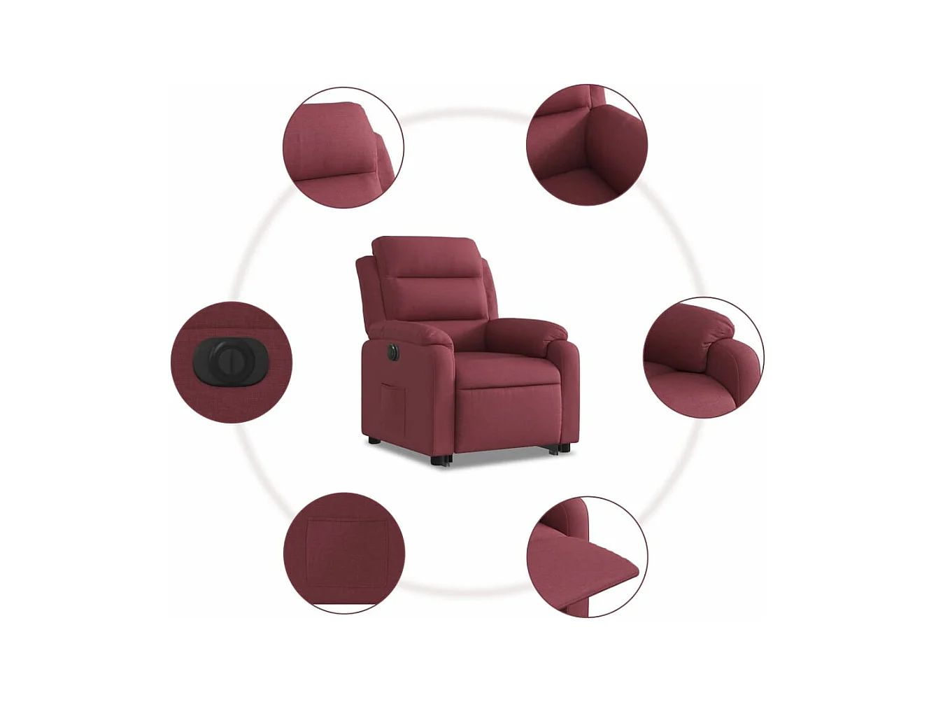 Fauteuil inclinable électrique rouge bordeaux tissu