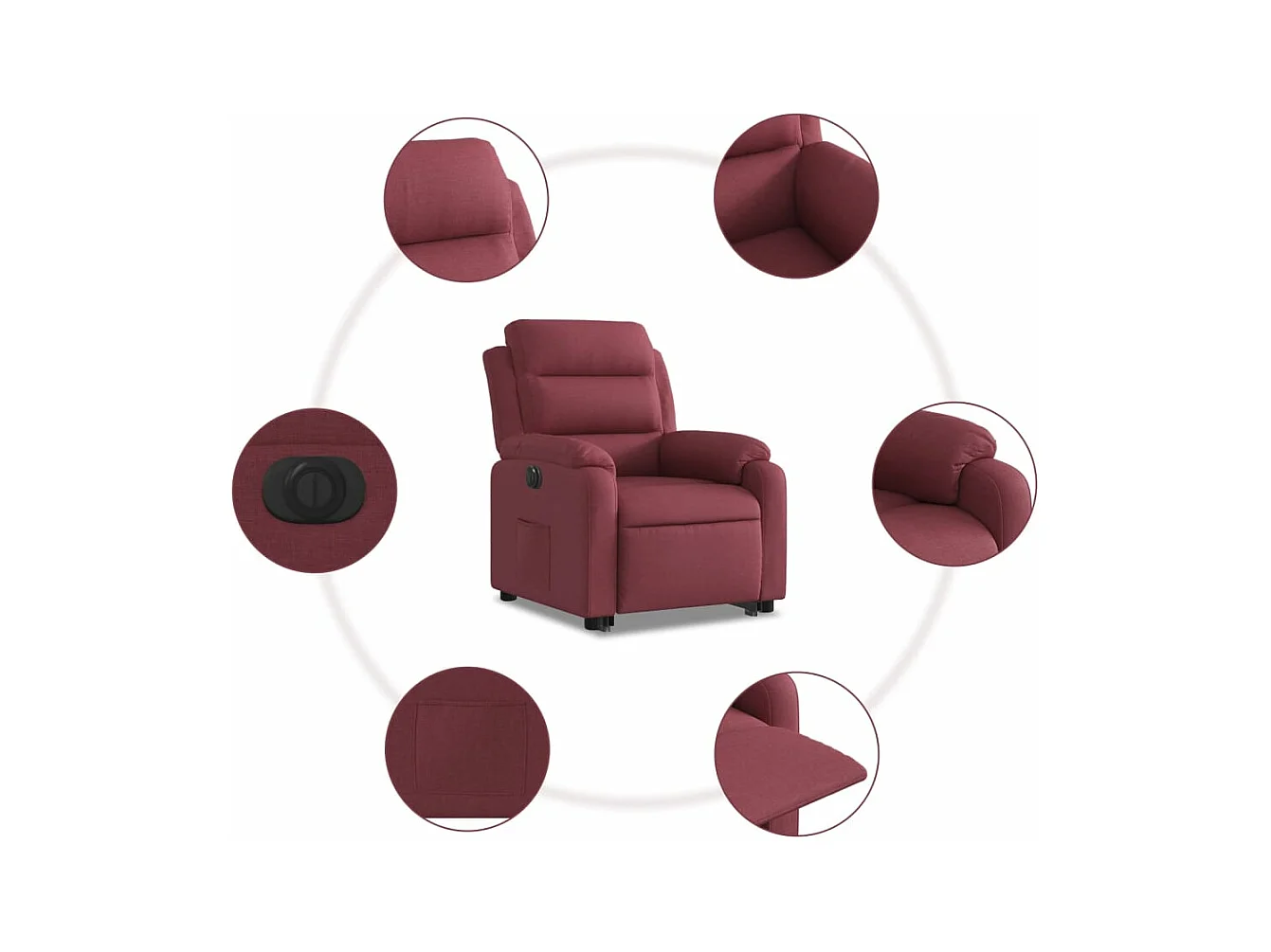 Fauteuil inclinable électrique rouge bordeaux tissu
