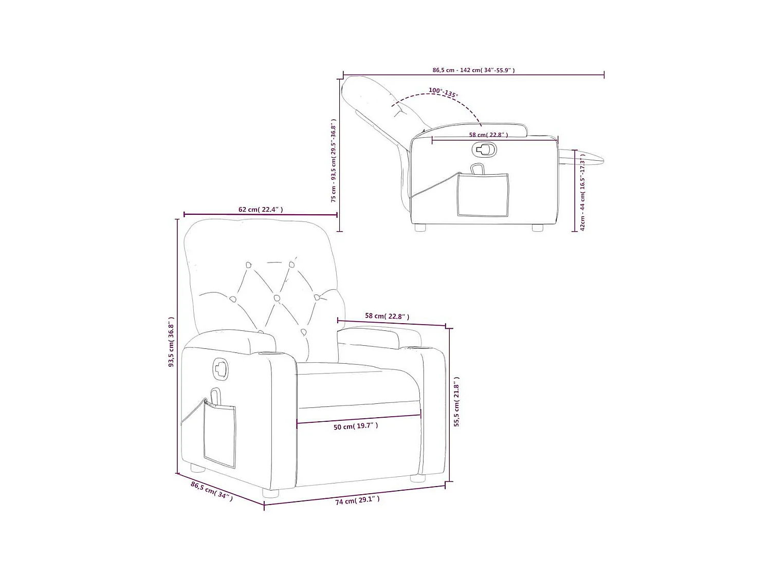Massagesessel Dunkelgrün Stoff