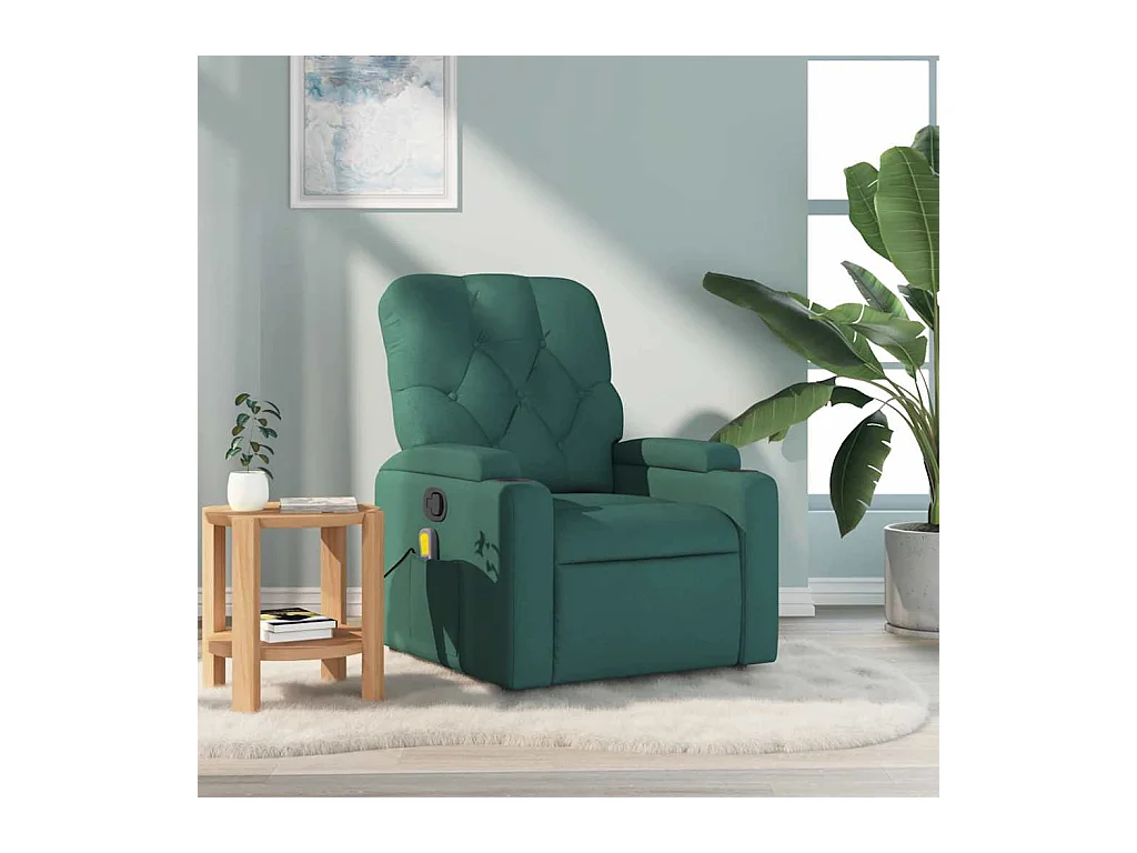 Fauteuil de massage inclinable Vert foncé Tissu