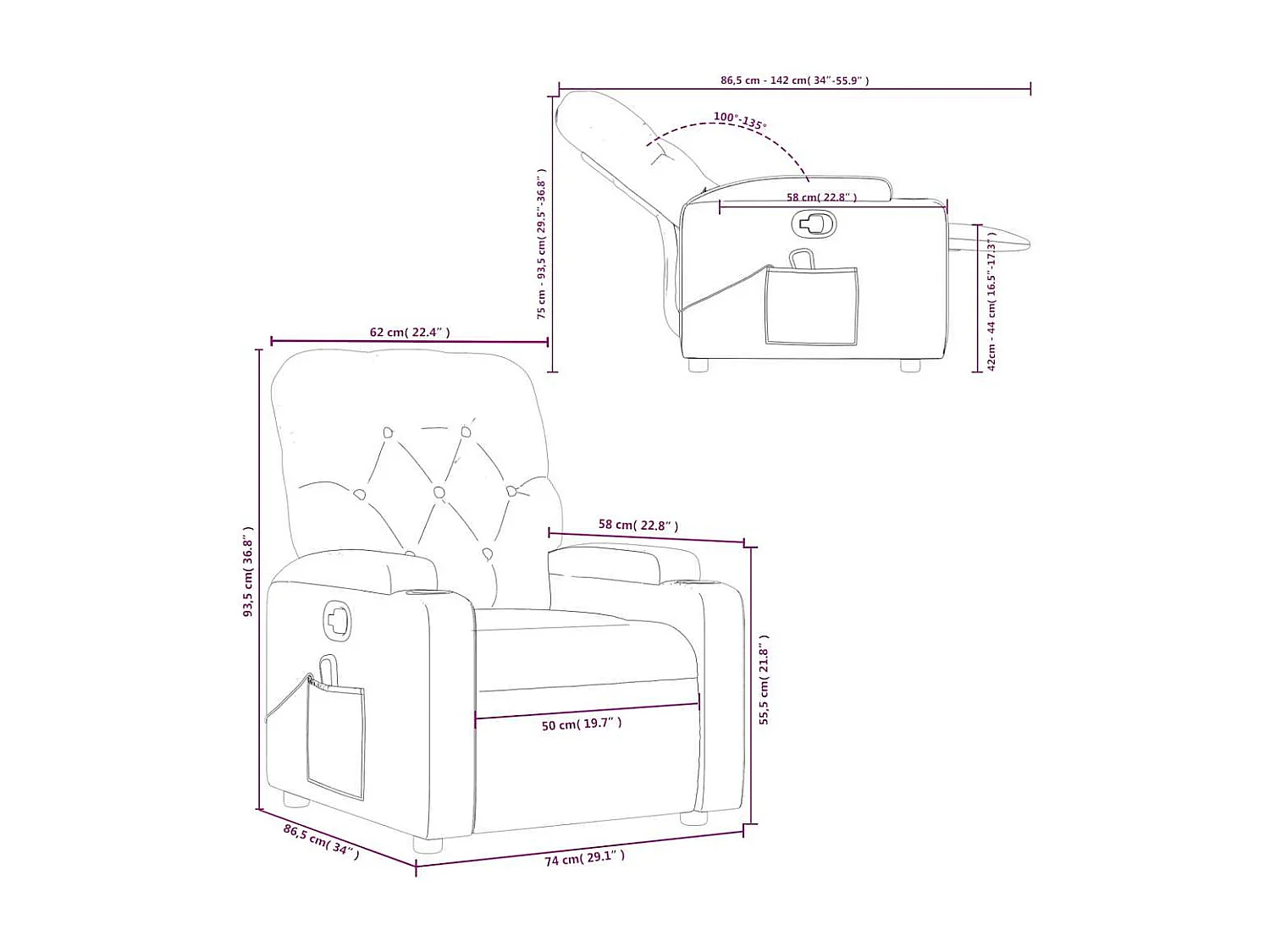 Fauteuil de massage inclinable Vert foncé Tissu