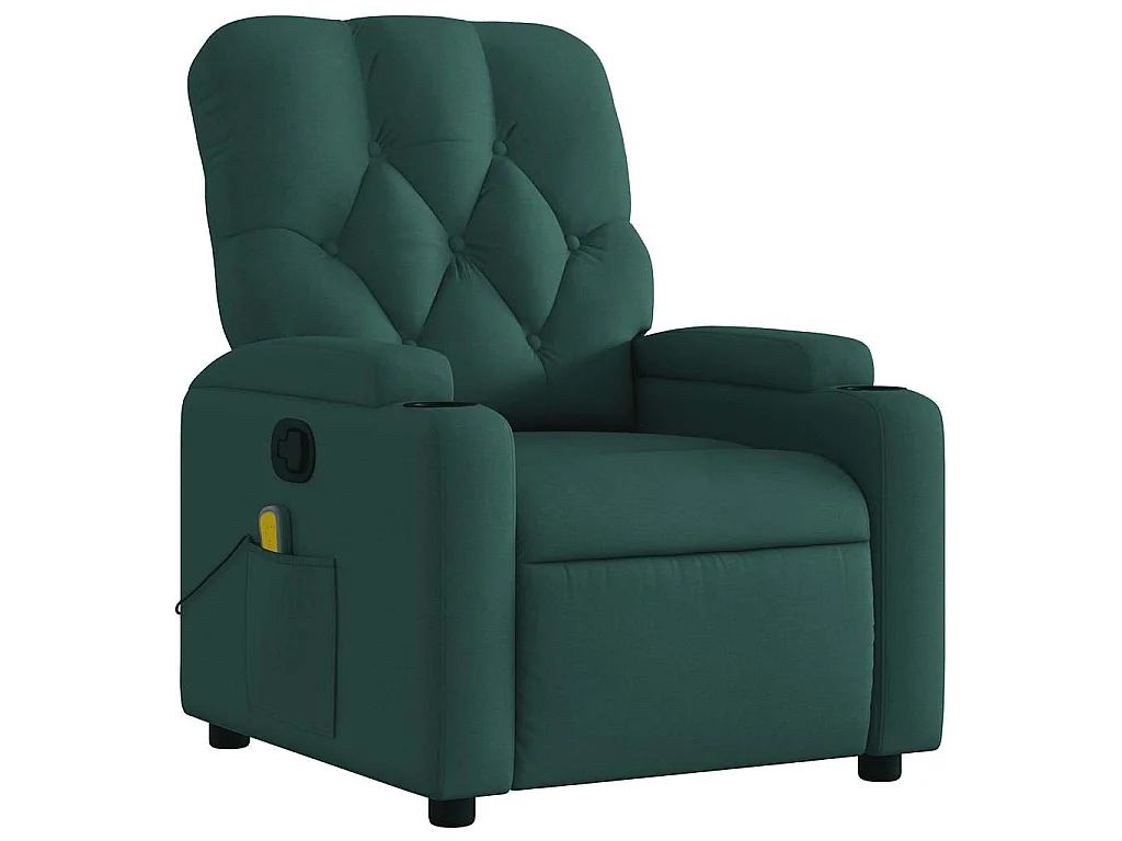 Sillón de masaje reclinable de tela verde oscuro