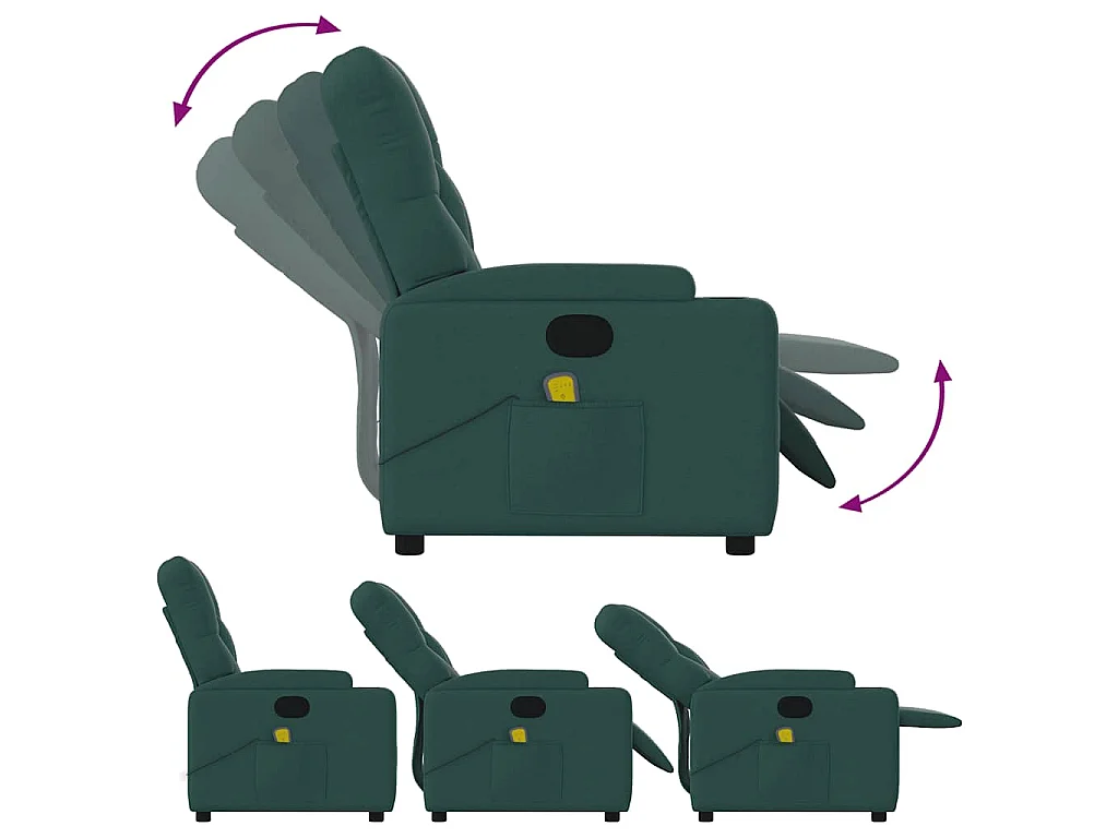 Sillón de masaje reclinable de tela verde oscuro