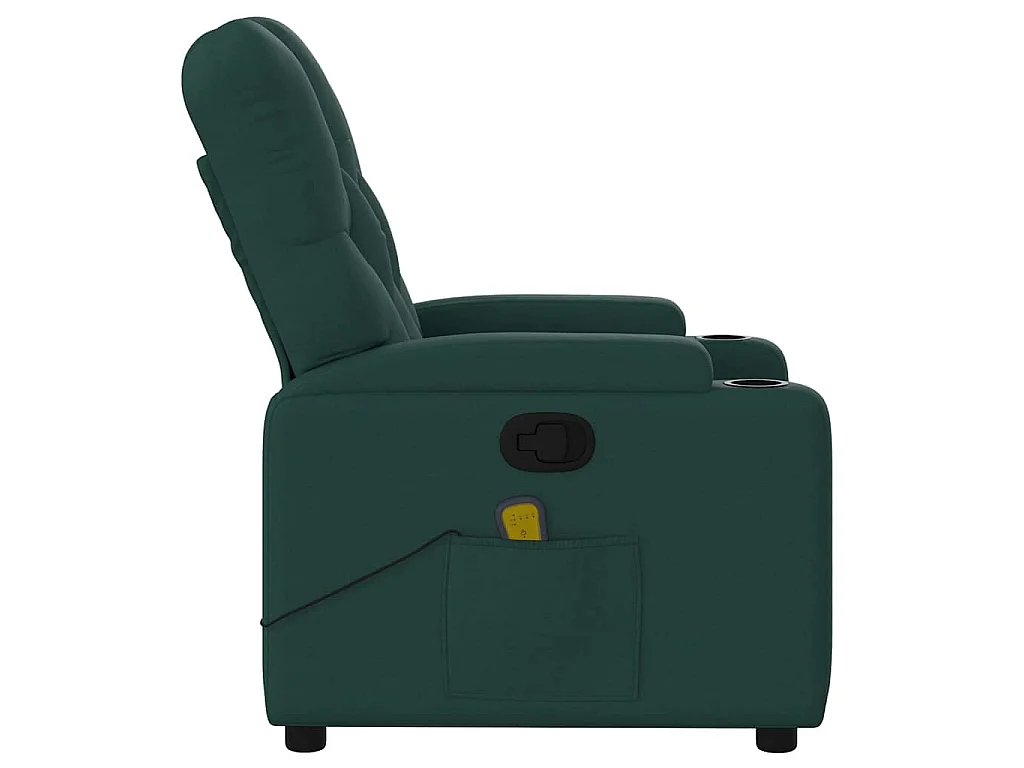 Sillón de masaje reclinable de tela verde oscuro