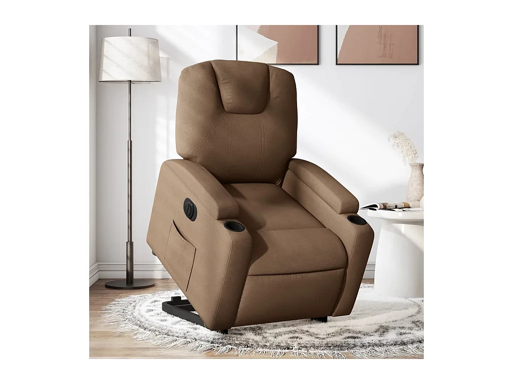 Fauteuil inclinable électrique marron tissu